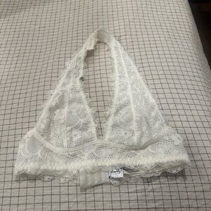 Free People Cream Lace Halter Bralette